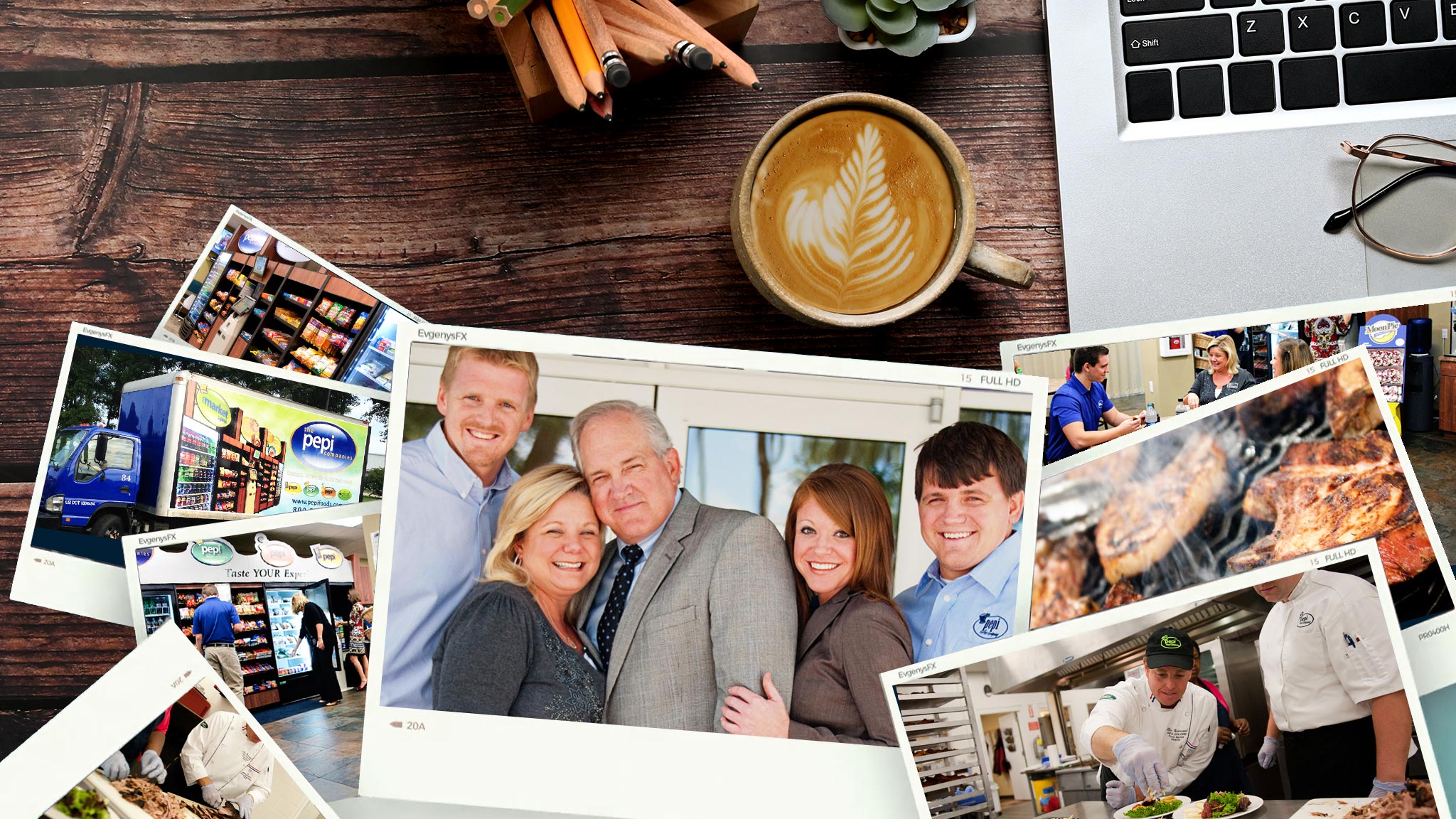 company photos on table